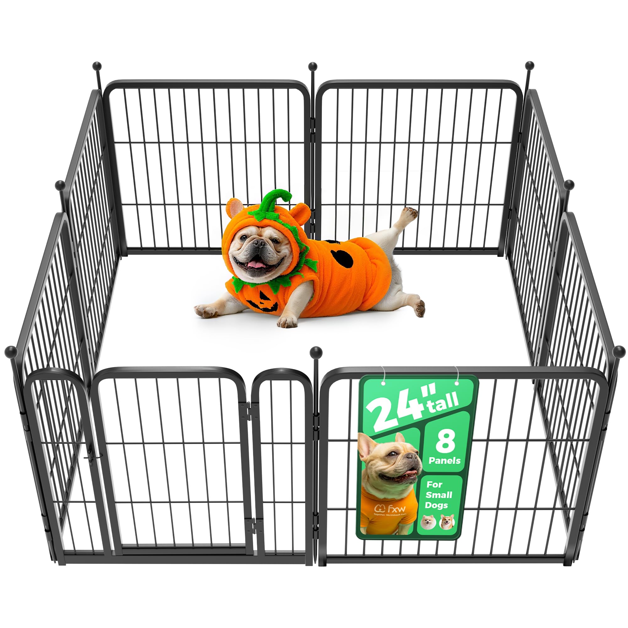 FXW Rollick Dog Playpen, Indoor, Yard & RV Camping, 24"H, 8 Panels | Easy setup,
