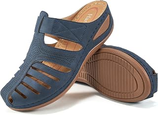 HARENCE Clogs for Women:Comfortable Closed Toe Platform Sandals Summer Casual Adjustable No Laces Walking