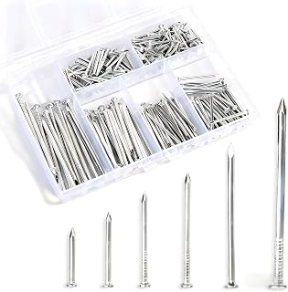 Ywmimn 280 Pcs Nail Assortment Kit, 6 Sizes Finishing Nails for Hanging Pictures, Maximum Length 2 Inches Galvanized, Long and Small Nails for Wall Art