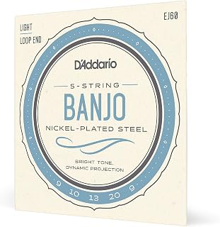 D'Addario EJ60 Nickel 5-String Banjo Strings, Light, 9-20 | D'Addario banjo strings deliver bright tone, clear projection, accurate intonation and dependable tuning stability.