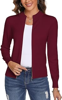 Aottori Knitted Cardigans for Women Zip Up Open Front Lightweight Knitwear