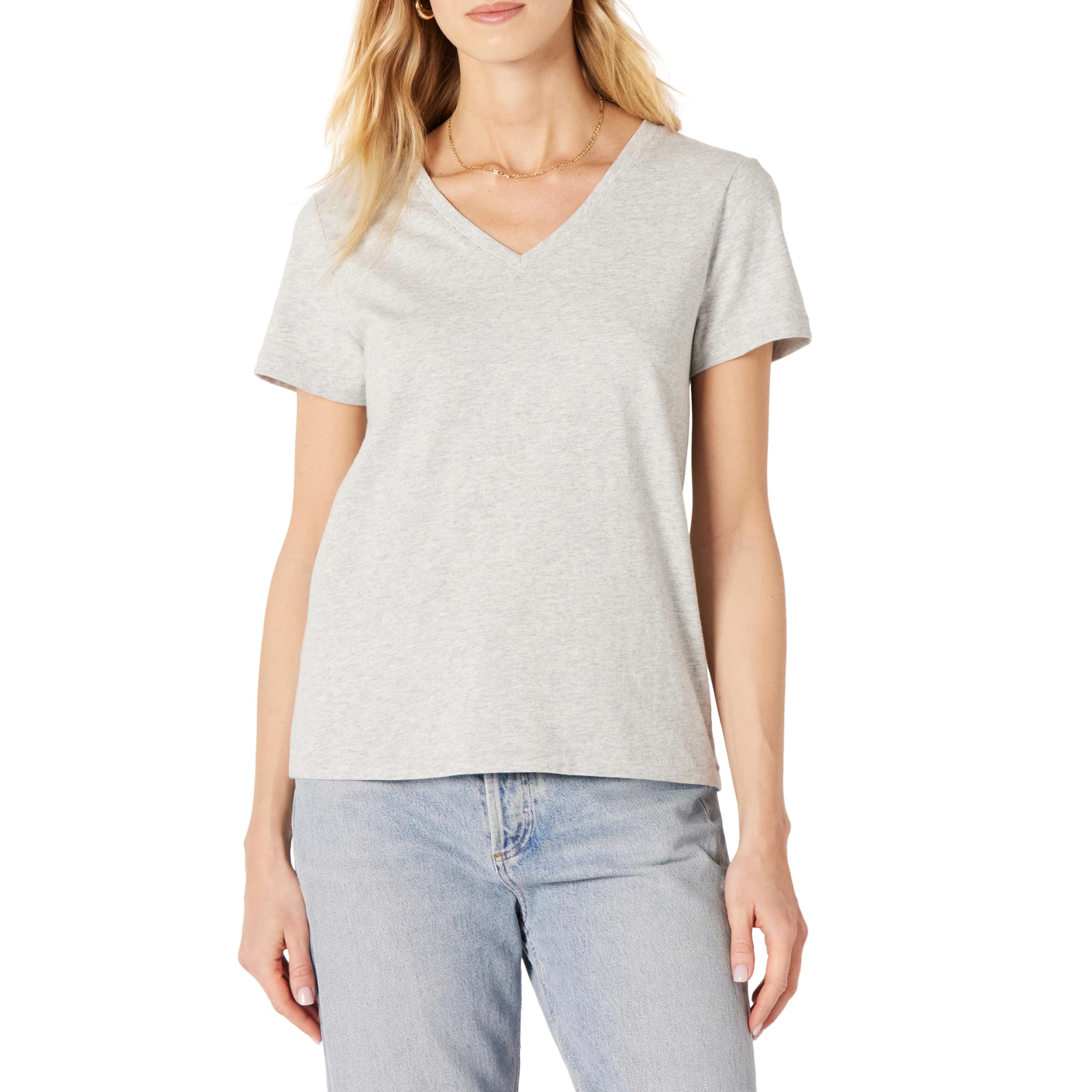 Amazon Essentials Women's Short Sleeve V-Neck T-Shirt Regular Fit 100% Cotton