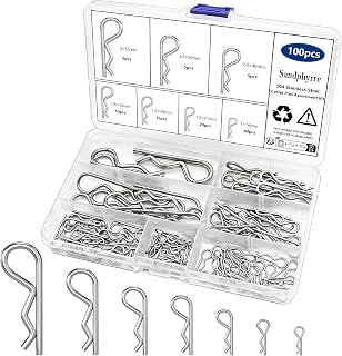 Sandphyrre Cotter Pins Assortment Kit, 304 Stainless Steel R Clips, Split Pins, Spring clips for Hitch Pin Lock Systems