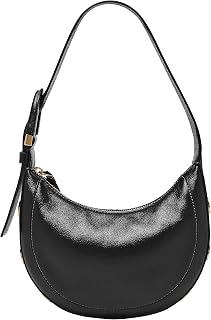 Fossil Women's Harwell Leather Crescent Purse Handbag, Black (Model: ZB1916001)
