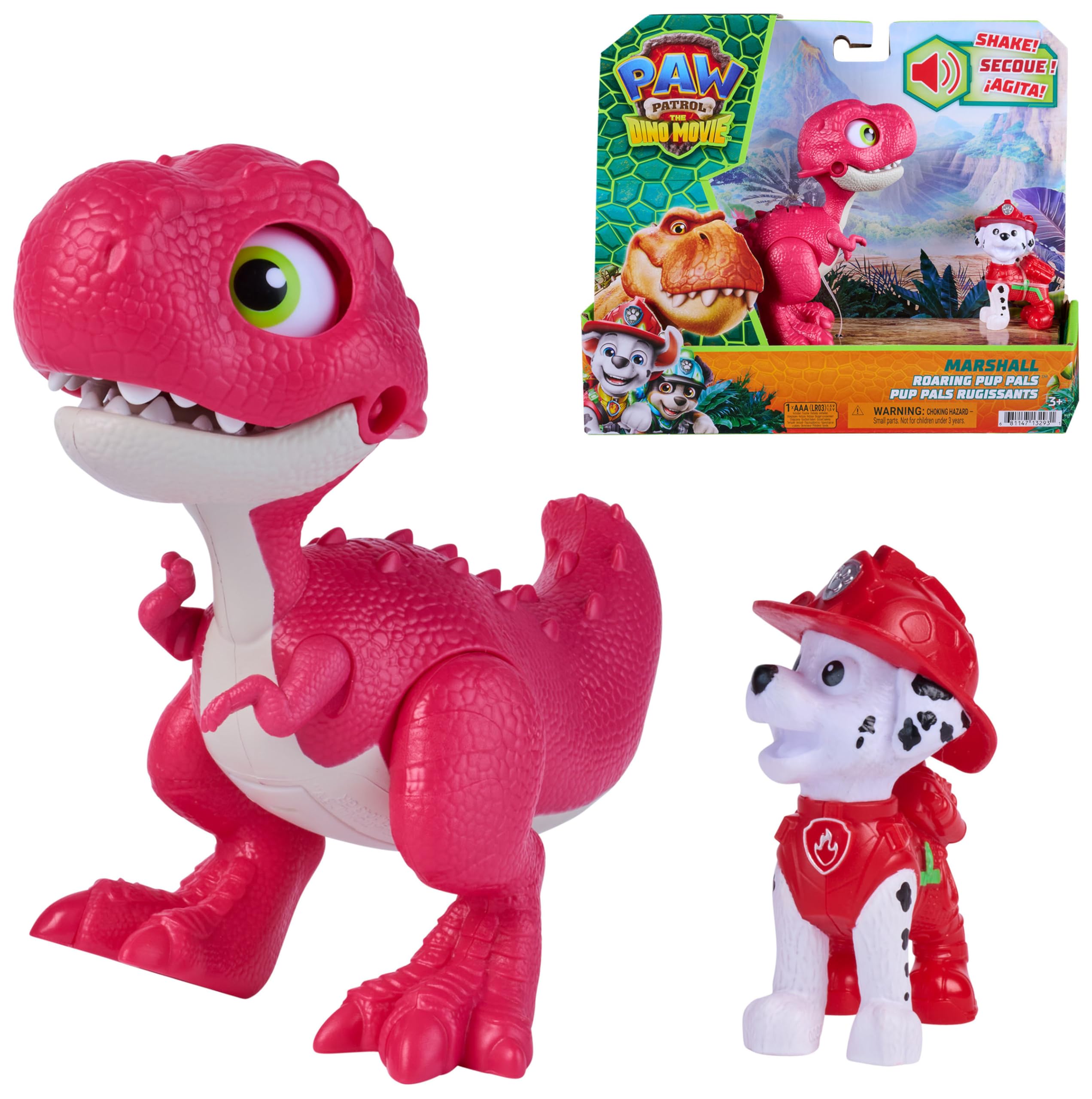 Paw Patrol: The Dino Movie, Marshall Roaring Pup Pals, Includes Articulated 10,1
