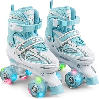 Apollo Super Quad X Pro Roller Skates Children & Women, Adjustable with LED