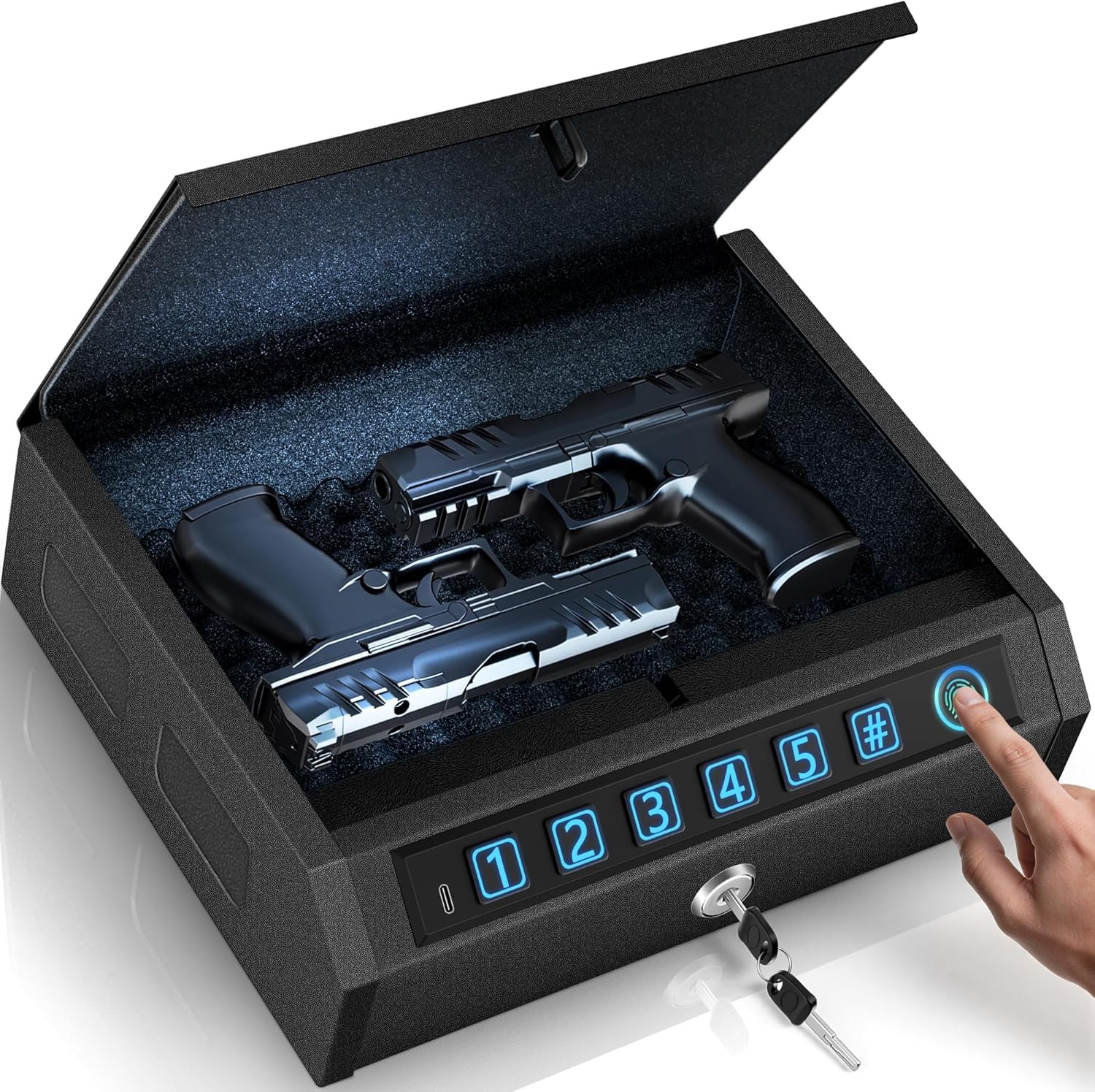 AIRMuch Biometric Gun Safe for Handguns, Pistol Safe Fits 2-3 Handguns | Fingerp