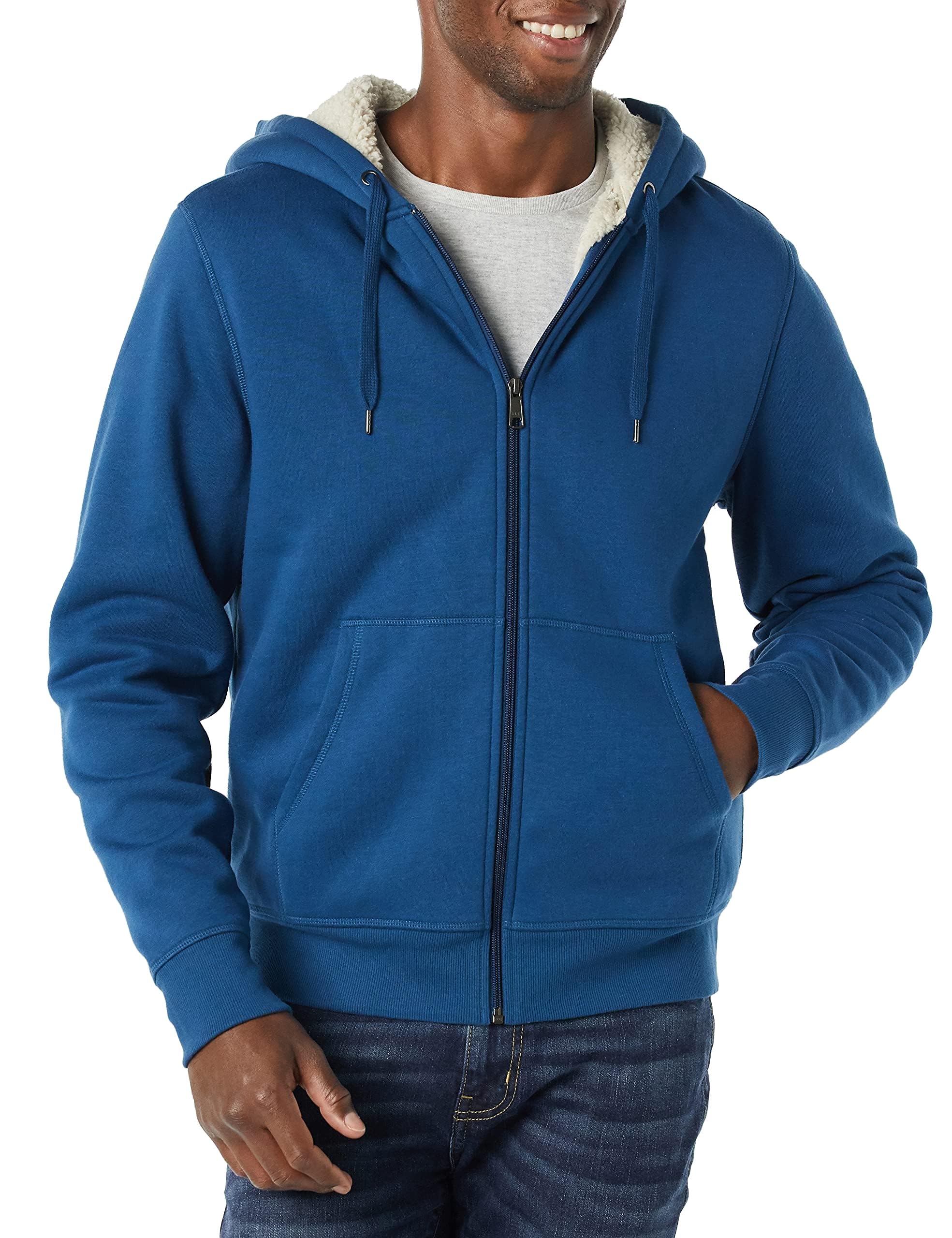 Amazon Essentials Mens Sherpa Lined Full-Zip Hooded Fleece Sweatshirt
