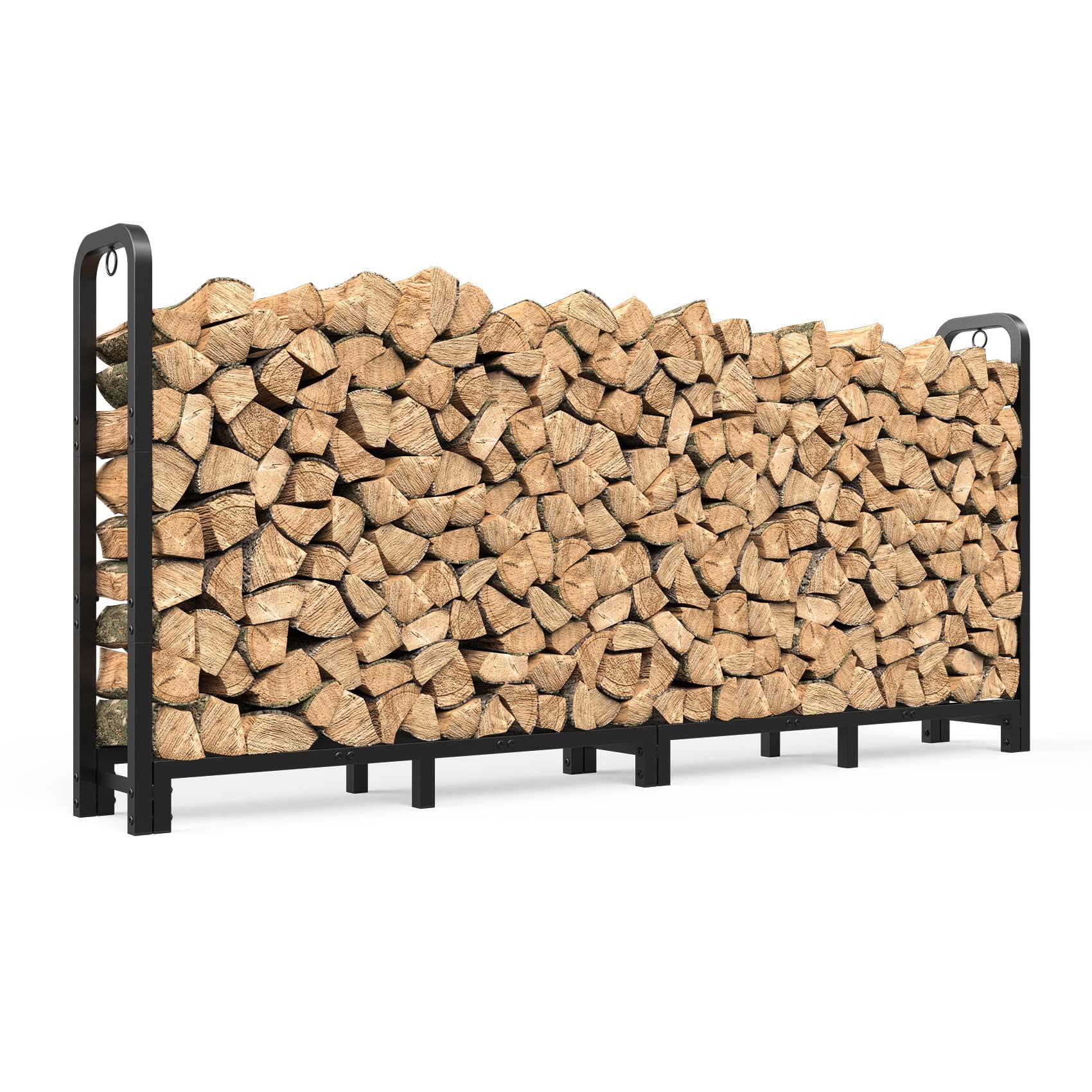 Mr IRONSTONE 8ft Firewood Rack Outdoor Indoor, Upgraded Heavy Duty Adjustable Fi