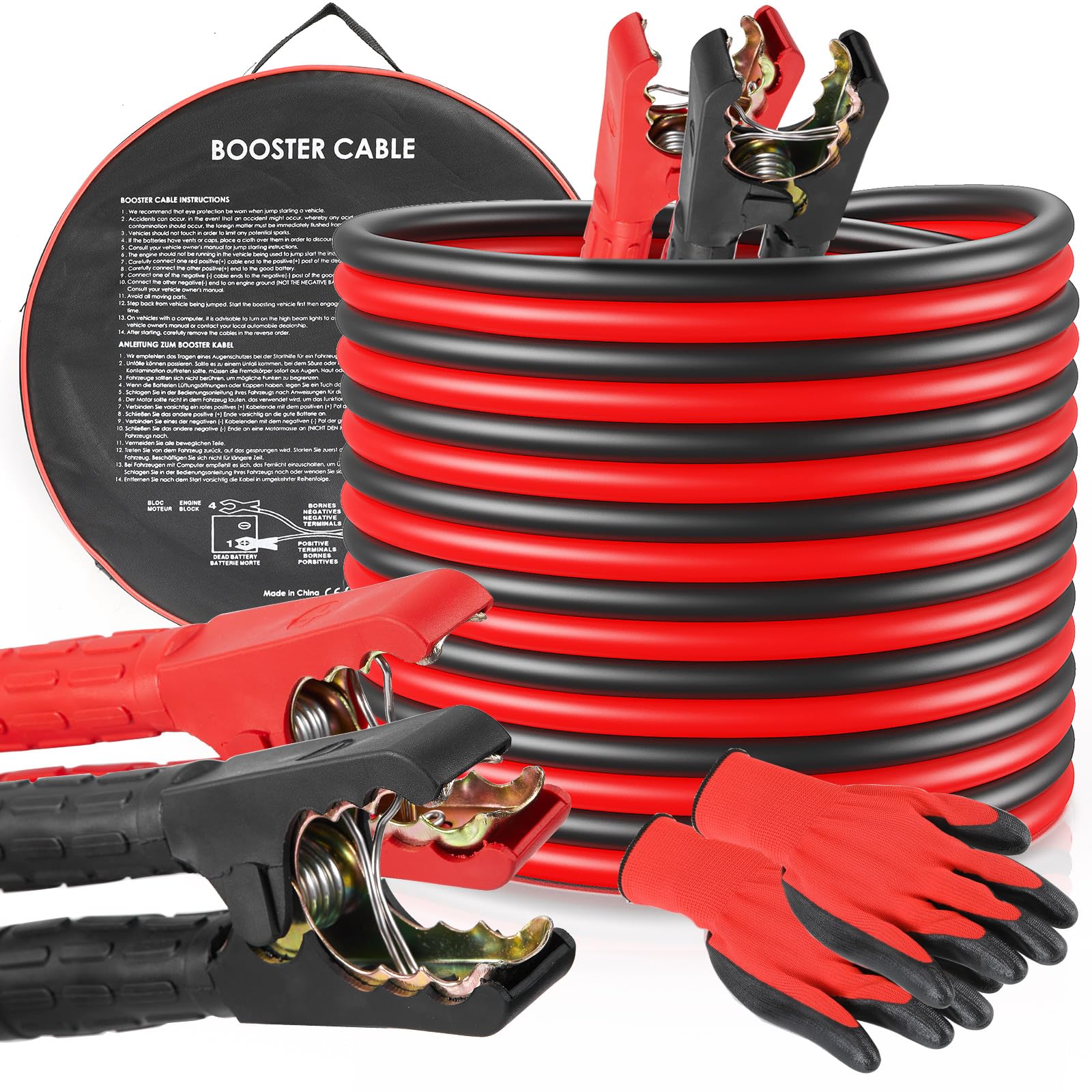 TLGREEN 6M Long Jump Leads, 1500A Heavy Duty Car Battery Booster Cables | Jump S