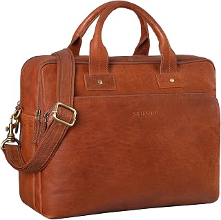 STILORD 'Hector' Large Business Leather Bag for Men | Vintage Messenger Bag with 15.6 Inch Laptop Compartment | XL Leather Briefcase for A4 Documents Colour:Kansas - Brown