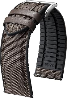 BINLUN Nylon Silicone Watch Bands 18mm 19mm 20mm 21mm 22mm Quick Release Canvas Rubber Hybrid Watch Strap Replacement Watchband for Men Women 9 Colors Silver/Black Buckle