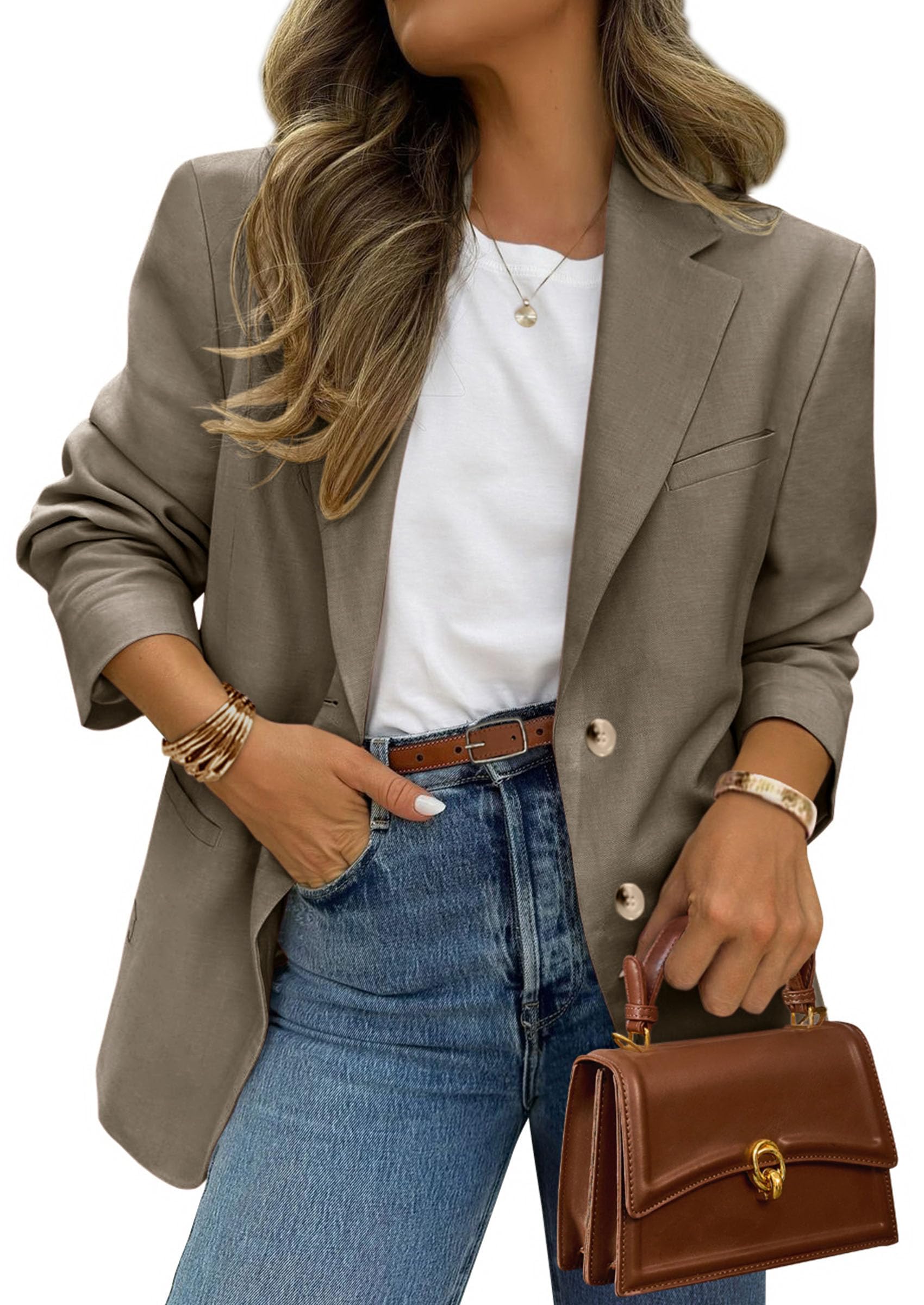 PRETTYGARDEN Blazer 2025 Women Business Casual Long Sleeve Lapel Open Front Work