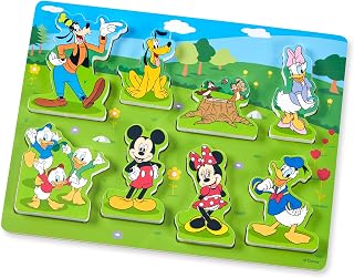 Melissa & Doug Disney Mickey Mouse Wooden Chunky Puzzle Set | 8 Chunky Wooden Pieces, Mickey & Friends Puzzle Pieces, Skill Building Matching Pretend Play, Toddler Toys for kids, Ages 2+