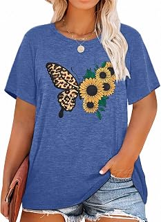 Women Plus Size Dandelion Print Floral Graphic Short Sleeve T Shirt Summer