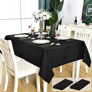 2 Pack Black Square Tablecloth Waterproof Table Cloth, 60x60 inch