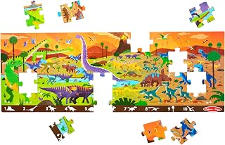 Melissa & Doug Land of Dinosaurs Jumbo Floor Puzzle 48-Piece Toy | 48 Wipe-Clean Pieces, Over 4 Feet Long, Search & Find Game, Educational Floor Puzzle Play, Learning Toys for Kids, Ages 6+