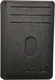 Esposti Slim Credit Card Wallet | RFID Safe | 4 Card Slots | ID Slot | Notes Pocket | Slim & Lightweight | PU Leather | Black