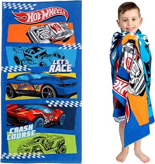 Franco Kids Super Soft Cotton Bath/Pool/Beach Towel, 58 In x 28 In, Hot Wheels