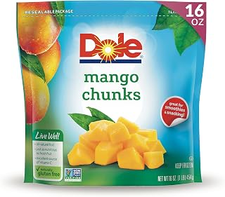 Dole Frozen Mango Chunks, 16 Oz Resealable Bag | Naturally Gluten Free Fruit, Great for Smoothies