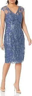Alex Evenings Women's V-Neck Knee-Length Sheath Dress, Petite and Regular Size
