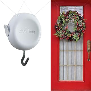 Zip 'n Hang Wreath Hanger for Front Door, White, 1 Pack | No Damage Heavy-Duty Adjustable Over-the-Door Wreath Holder for Glass, Screen & Storm Doors, Christmas Wreath & Decor Hook