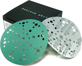 Serious Grit - 6-Inch 49-Hole P80 Grit Sanding Discs - 50 Pack Box | Fits Festool ETS / RO 150 Sanders - Heavy-Duty Hook & Loop Wet/Dry Film Sandpaper For Wood, Auto Body, Paint, Metal, & More