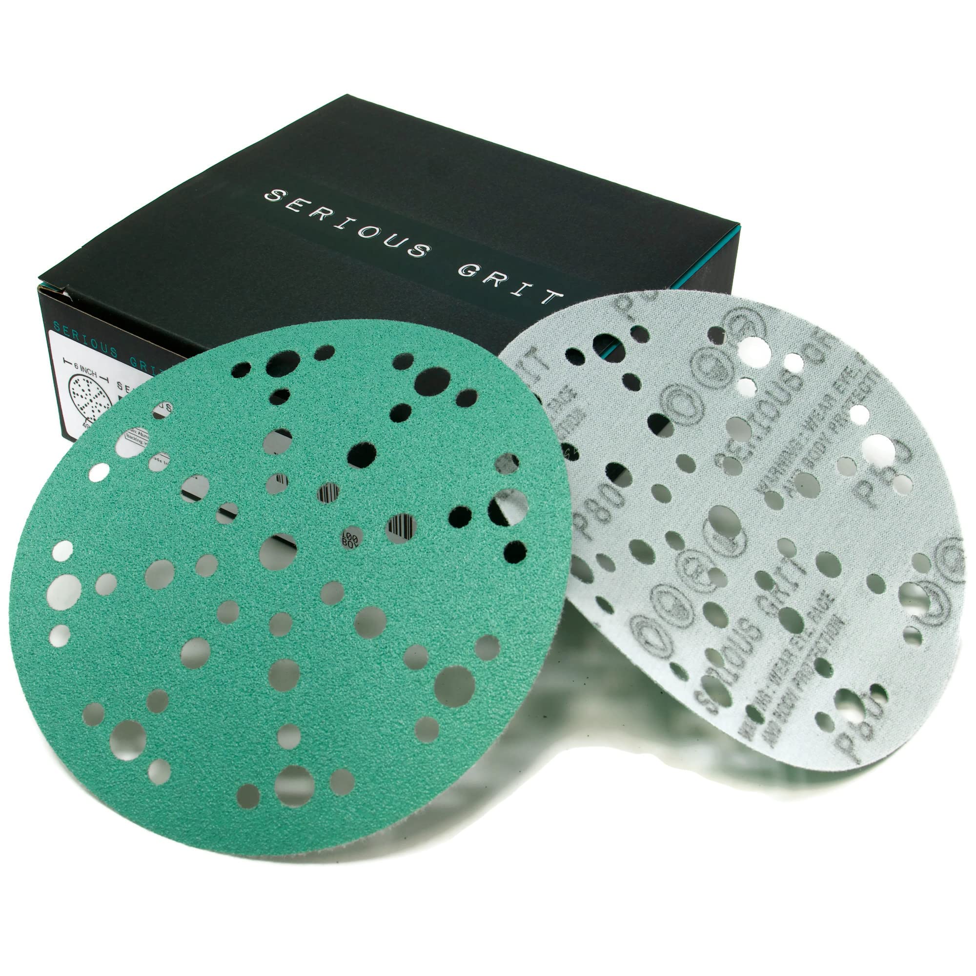 Serious Grit - 6-Inch 49-Hole P80 Grit Sanding Discs - 50 Pack Box | Fits Festoo