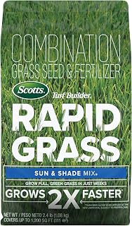 Scotts Turf Builder Rapid Grass Sun & Shade Mix, 2.4 lbs. | Combination Seed and Fertilizer, Grows Green Grass in Just Weeks