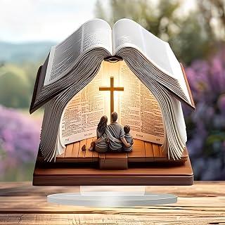 Family Under the Cross Acrylic Desk Decoration Suitable for Living Room Office Home Decor Gift Idea Halloween Christmas Birthday Anniversary Valentines Day
