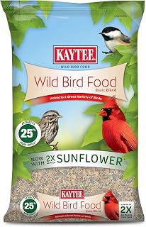 Kaytee Wild Bird Food Basic Seed Blend, 5 lb | Attract backyard birds. Wild bird seed mix with sunflower. Fortified, birdseed, year-round