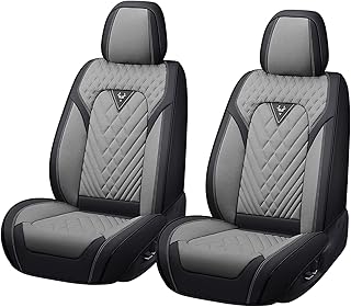 Car Seat Cover for Toyota Tacoma 2000-2025,Premium Nappa Leather Breathable Waterproof Sports Seat Cover,Easy to Install Automotive Seat Covers Front Pair（Black & Gray）