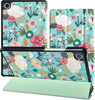 Dmluna Case for Lenovo Tab One 8.7 Inch 2025 (TB305XU/TB305FU)/Lenovo K9 8.7" (Nook Reading Tablet 8.7), Lightweight Slim Shell Stand with Auto Sleep/Wake, Hill Flower
