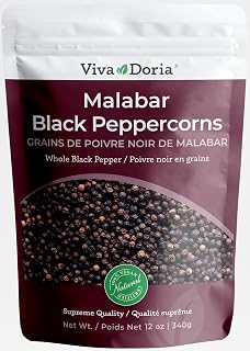 Viva Doria Malabar Peppercorn - Whole Black Pepper, 12 oz (340 g) For Grinder Refill