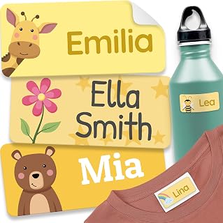 120 Stick on Name Labels for Clothes Kids - Personalised Name Tags for Clothes, School and Nursery - Waterproof and No-Iron Name Stickers for Kids