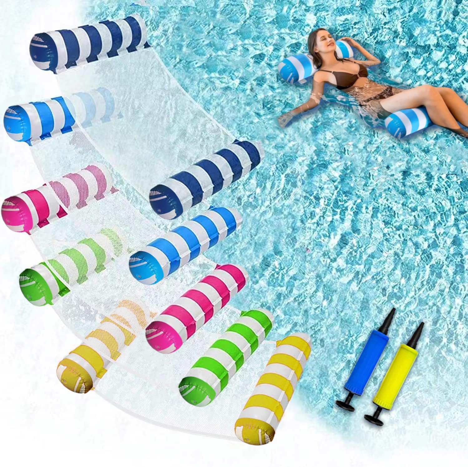 5 Pack XL Pool Floats Adult Size, 4-in-1 (Hammock, Saddle, Lounge Chair, Drifter
