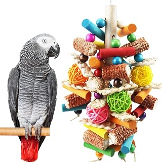 Kewkont Natural Corn cob Parrot Chewing Toy, Hanging as Foraging Toy | Suitable for small and medium-sized macaws, African gray, cockatoos, parrots, sun cones, Amazon parrots