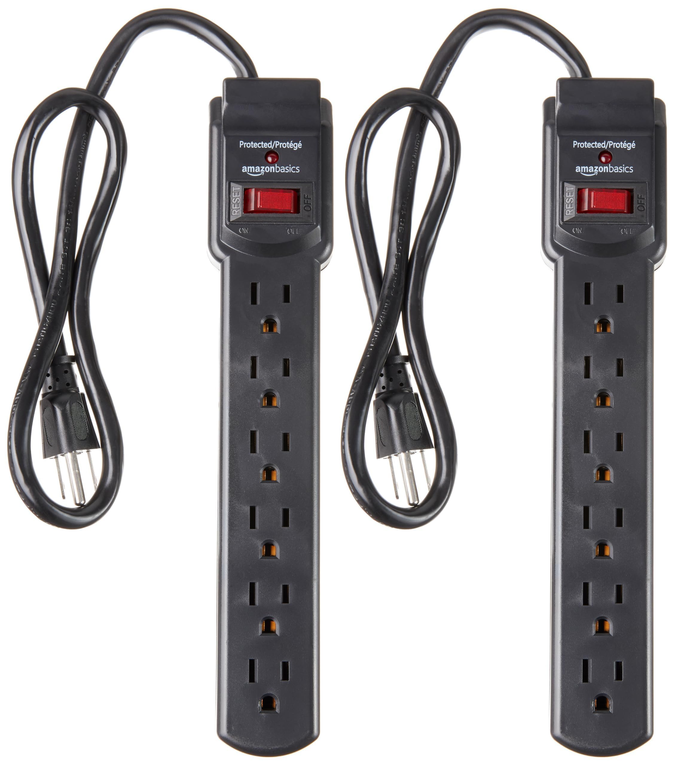 Amazon Basics 6-Outlet Surge Protector Power Strip with 200J Protection, Circuit