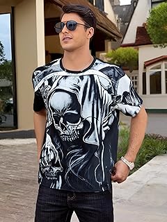 Camiseta gráfica para hombre, manga corta, casual, con diseño de impresión único, camisa de verano de moda para hombre