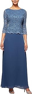Alex Evenings Women's Tea Length Sequin Lace Mock Dress (Petite and Regular) Special Occasion Dress