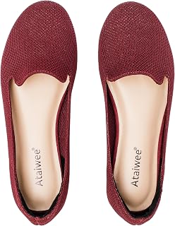 Ataiwee Women's Wide Width Flat Shoes Knit Dress Flats
