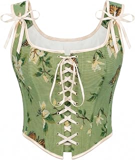 Scarlet Darkness Women's Bustier Bustier Corset Shapewear Lace-up Corset with Zip Floral Pattern Renaissance