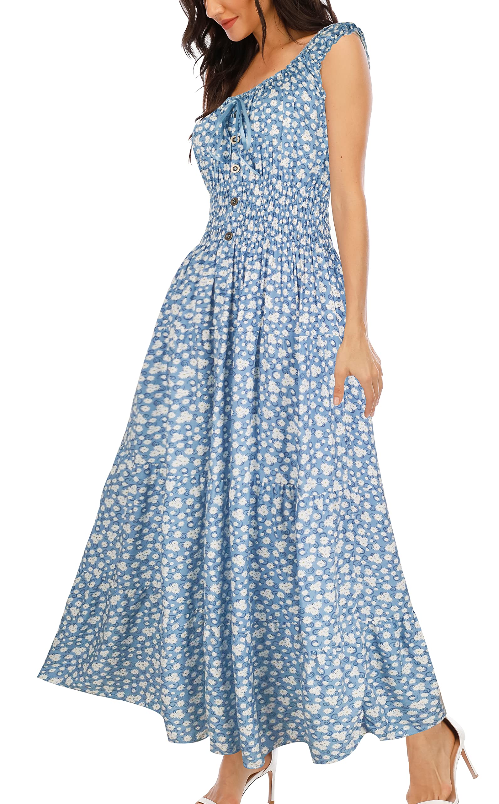 Women's 2026 Summer Boho Floral Print Tiered Casual Flowy Long Maxi Dress