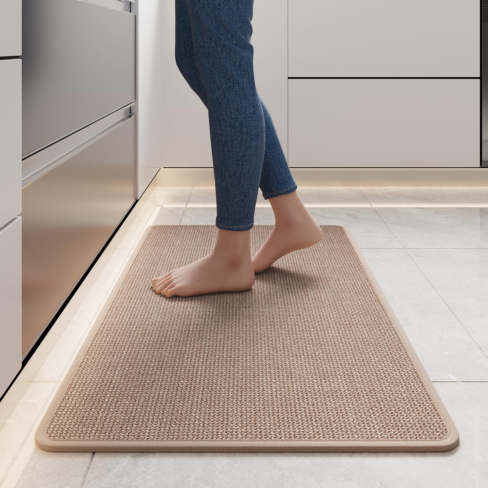 YDKGL Kitchen Rugs Kitchen Mats for Floor Non Slip Washable Brown 17"x30" | Supe