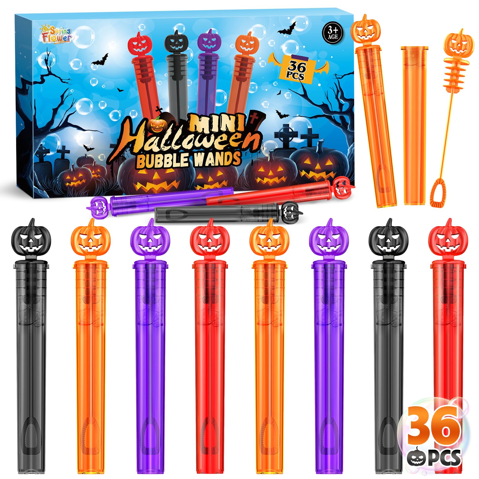 SpringFlower 36 Pcs Halloween Bubble Wands, Halloween Party Favors for Kids | Id