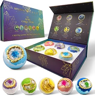 Luxury Bath Bomb Gift Set – Crystal Geode Bath Bombs – Large 6 x 95g Spa Fizzers for Relaxation & Aromatherapy – Premium Self-Care Gift for Women, Men & Teens