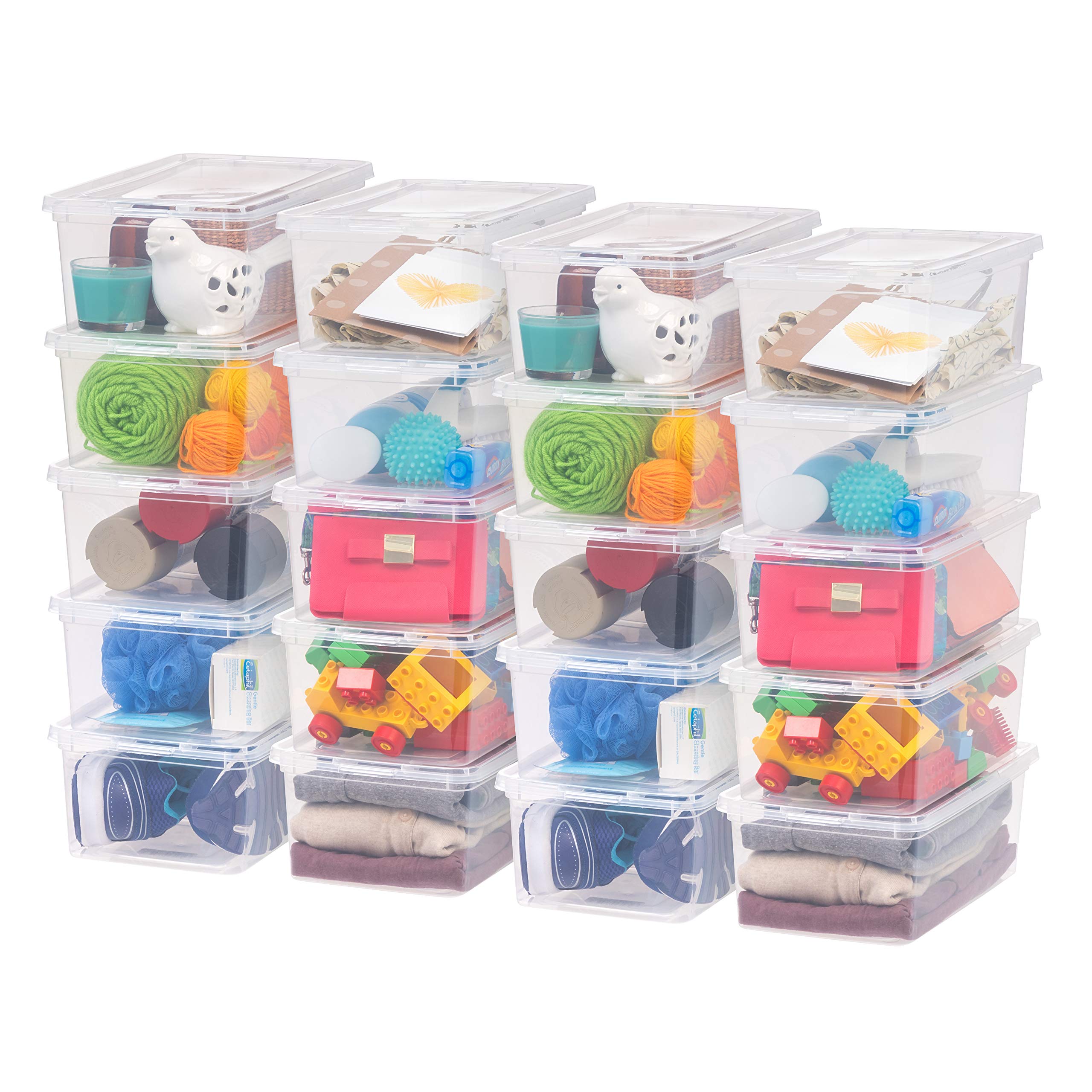IRIS USA 20-Pack 6 Qt Storage Bins with Lids, Clear, Stackable | Ideal for shoes