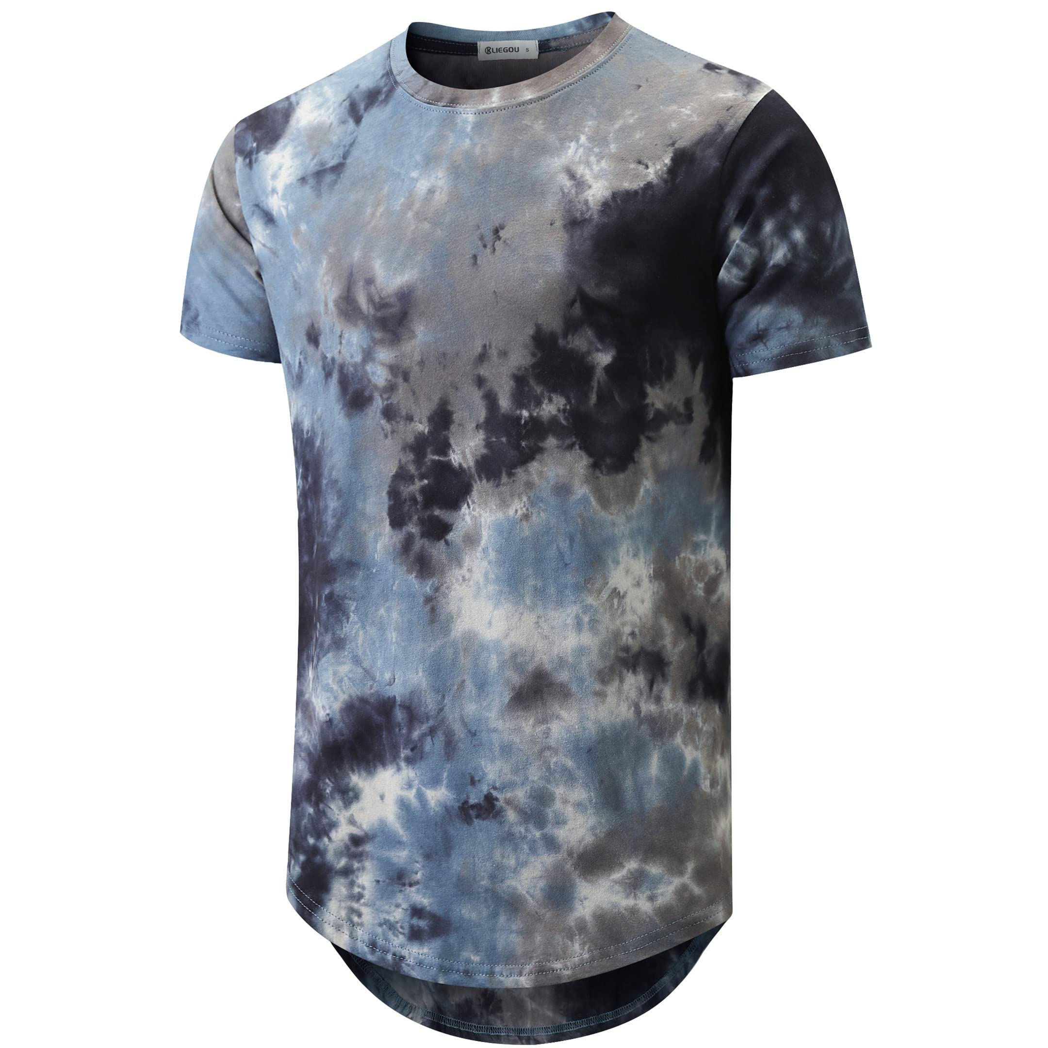 KLIEGOU Men's Longline Printed T-Shirt, Stretch Cotton