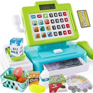 LINFUN KIDS Toy Till Cash Register with Scanner Role Play Shop Toy Checkout