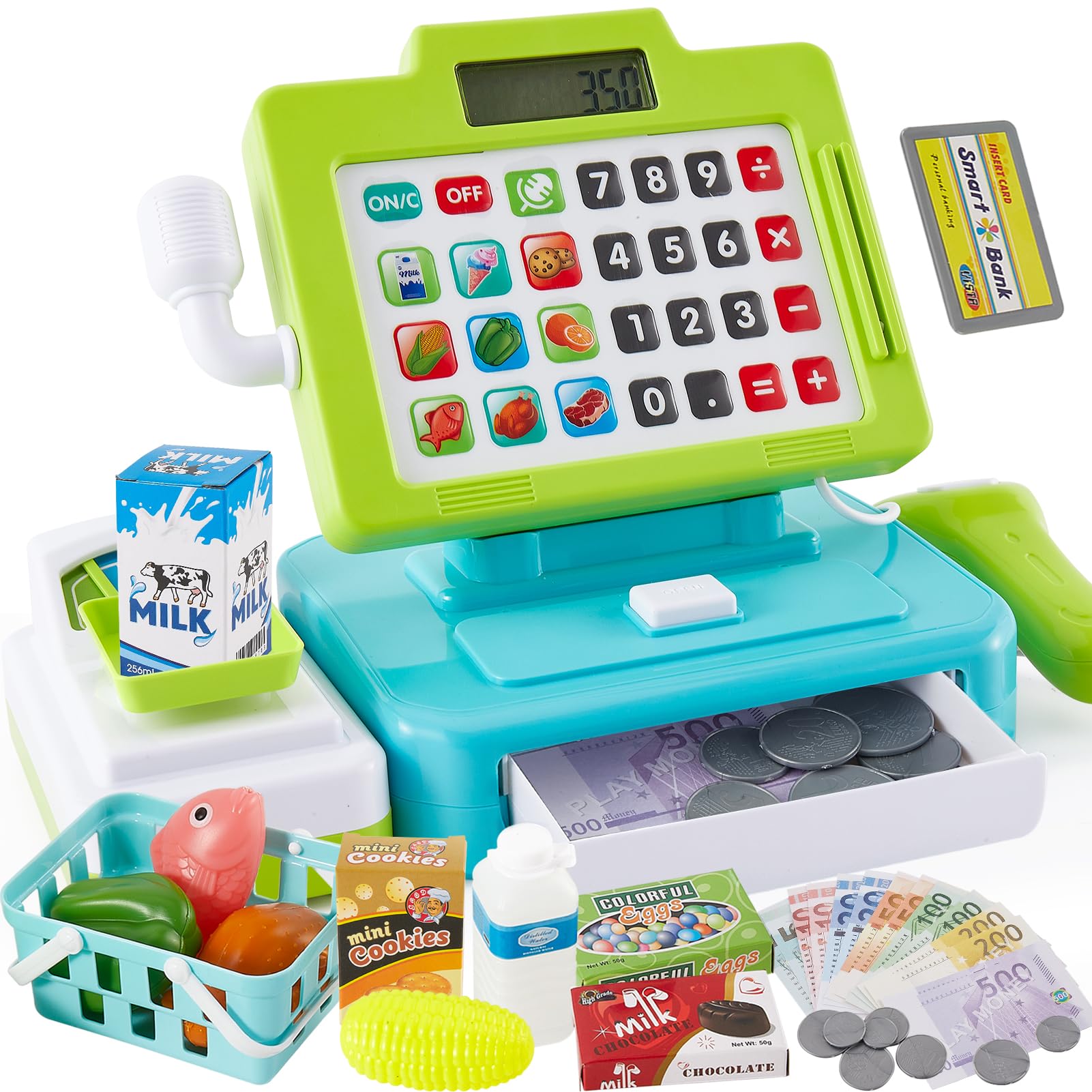 LINFUN KIDS Toy Till Cash Register with Scanner Role Play Shop Toy Checkout